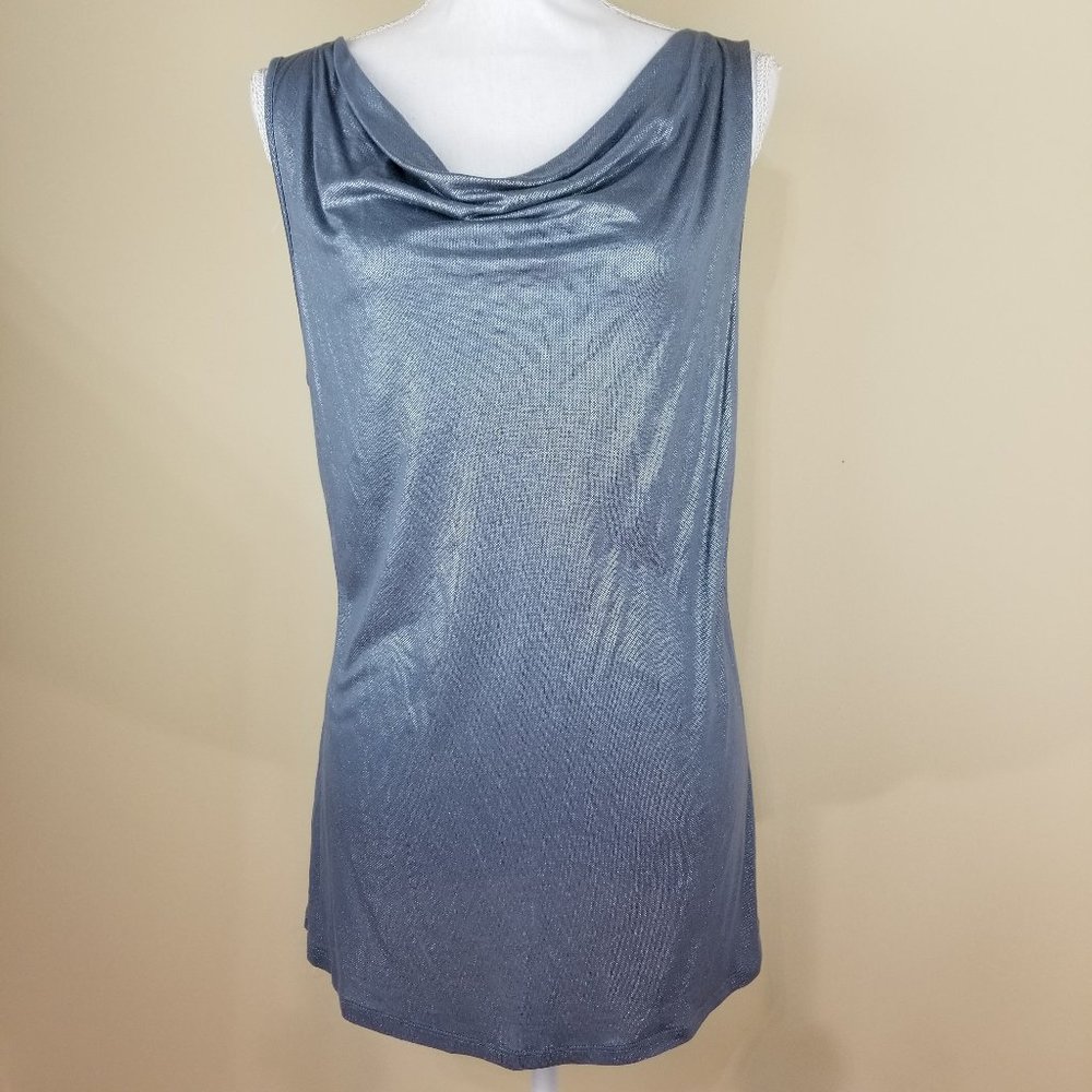 Love Happiness Evening Blouse Size L Blue Sparkle